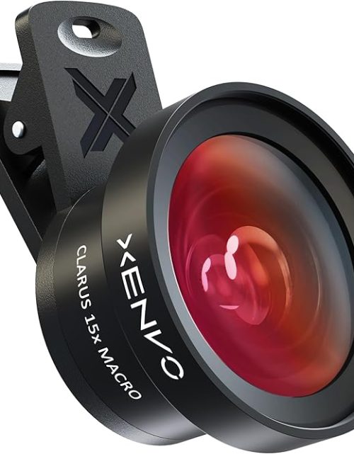 Pro Lens Kit for iPhone and Android, Macro and Wide Angle Lens with LED Light and Travel Case Black