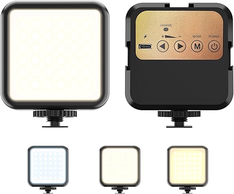 On-Camera Video Light, Rechargeable LED Mini Bright Light for Photography, Portable Camera Lighting for DSLR Camera, GoPro, Phone, Compatible with Sony Nikon Canon Panasonic